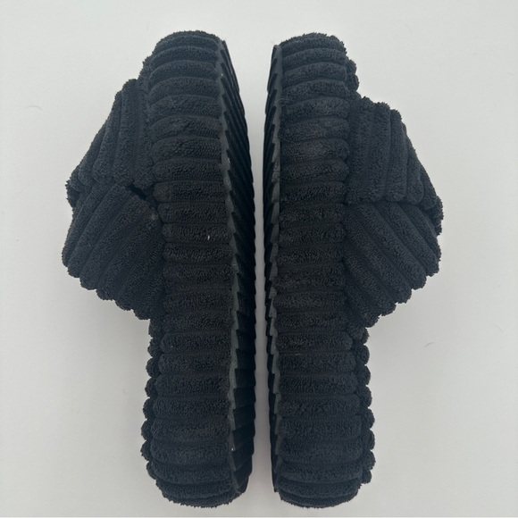 FREE PEOPLE Ibiza Women's Terry Slide Criss Cross Platform Sandals Black Size 6 - Picture 4 of 8